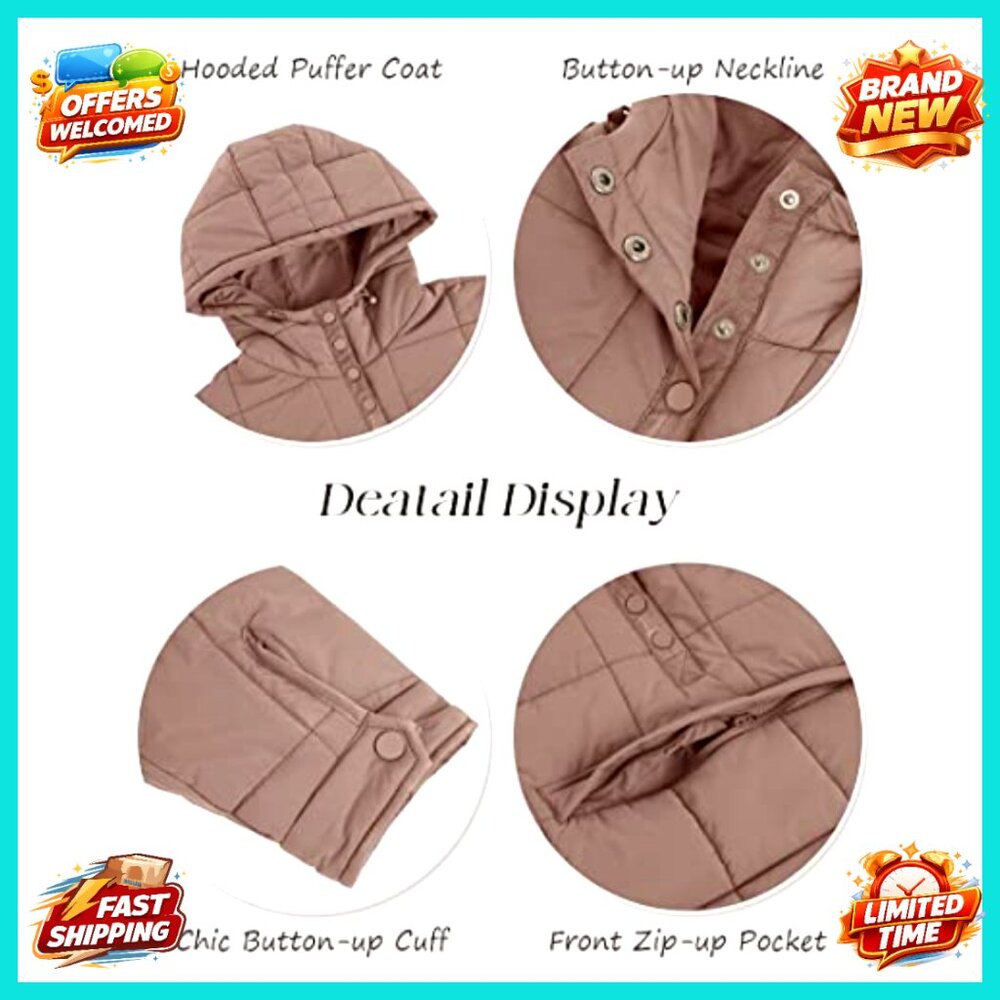 Oversized Puffer Jacket Quilted Pullover Hoodie L… - image 4